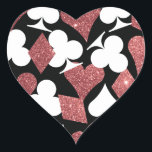 Destiny Las Vegas Heart Sticker Rose Gold Glitzer<br><div class="desc">Rose Gold Glitzer und weiße Karten Anzüge auf schwarz sind perfekt für eine glänzende und romantische Las Vegas Feier.</div>