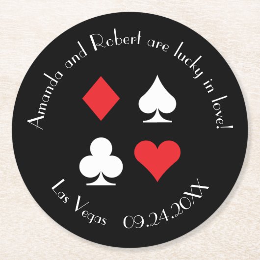 Destiny Las Vegas Wedding Custom Cocktail Unterset Runder Pappuntersetzer (Vorderseite)