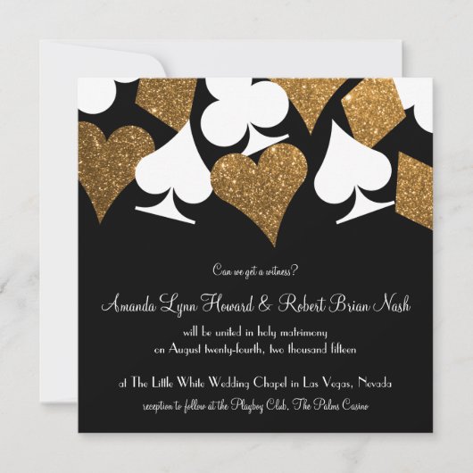 Destiny Las Vegas Wedding Invite Imitats Gold Glit Einladung (Vorderseite)