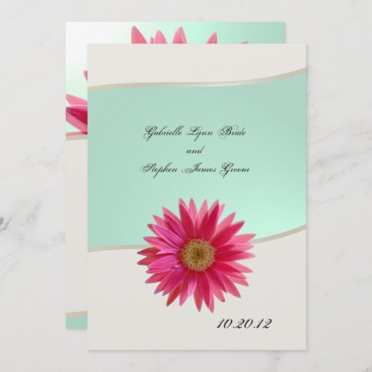 Destiny Pink Gerbera Einladung (Vorne/Hinten)