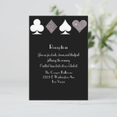 Destiny Vegas Empfang Imitate Silver Glitzer Einladung (Stehend Vorderseite)