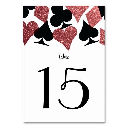 Destiny Vegas Wedding Reception Glitzer Rose Gold Tischnummer (Rückseite)