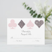 Destiny Vegas Wedding Repcard Blush Pink Silver RSVP Karte (Stehend Vorderseite)