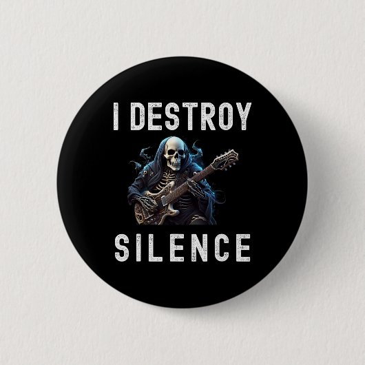 Destroy Silence Ghost Guitar Funny Guitar Button (Vorderseite)