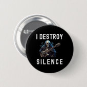 Destroy Silence Ghost Guitar Funny Guitar Button (Vorne & Hinten)