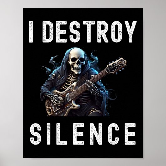 Destroy Silence Ghost Guitar Funny Guitar Poster (Vorne)