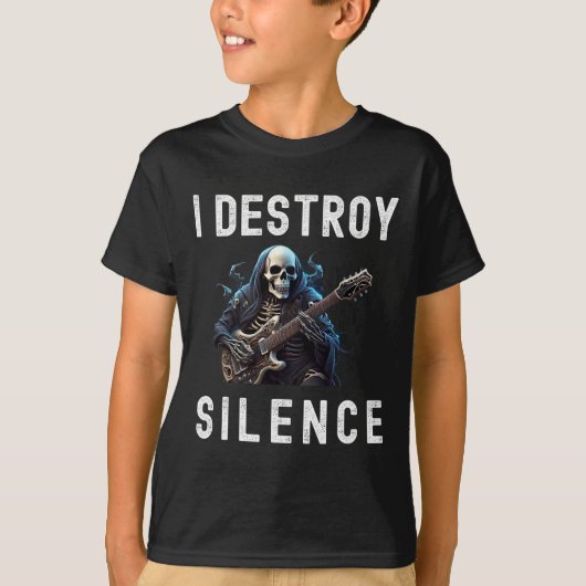 Destroy Silence Ghost Guitar Funny Guitar T-Shirt (Vorderseite)