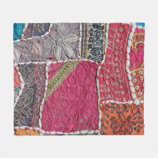 Detail alte bunte Patchwork-Teppich, Indien. Nah Fleecedecke (Vorderseite (Horizontal))