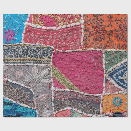 Detail alte bunte Patchwork-Teppich, Indien. Nah Geschenkpapier (Flach)
