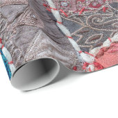 Detail alte bunte Patchwork-Teppich, Indien. Nah Geschenkpapier (Rolleneckpunkt)