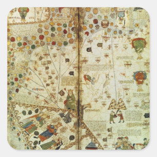 Detail aus einer katalanischen Weltkarte Quadratischer Aufkleber