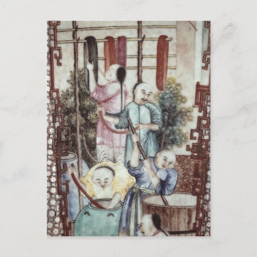 Detail aus einer Vase, die Männer beim Färben von Postkarte (Vorderseite)