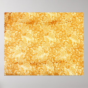 Detail aus Stoff mit goldenem Spitzen Poster