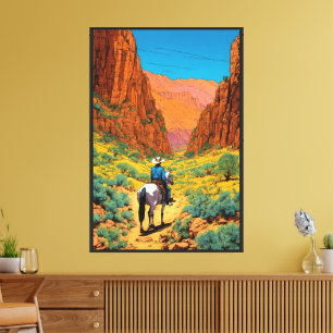 Detail Cowboy Art Copper Canyon Design Leinwanddruck