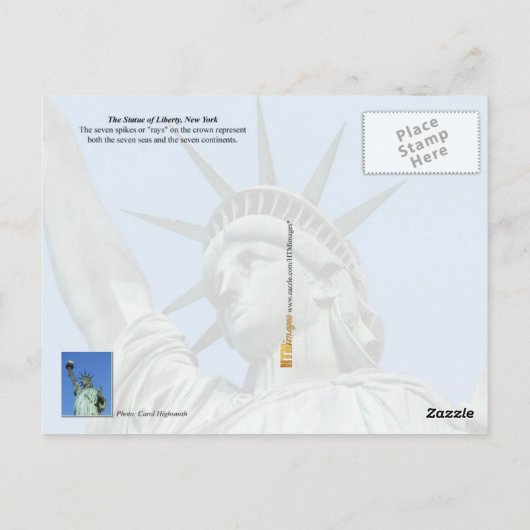 Detail der Freiheitsstatue Kopf und Krone Postkarte (Rückseite)