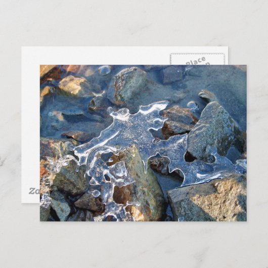 Detail der gefrorenen Ufer, Eis, Stein, Sand, Wass Postkarte (Vorne/Hinten)