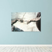 Detail der Hände von<Creation of Adam>von Michela Leinwanddruck (Insitu (Holzboden))