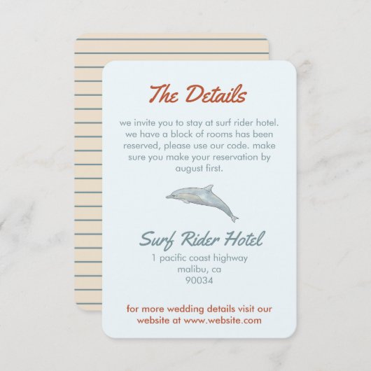 Detail der Hochzeit Begleitkarte (Vorne/Hinten)