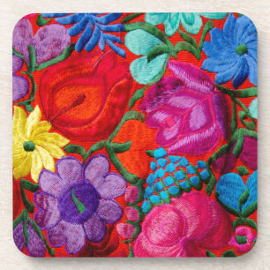 Detail der traditionellen Stickerei Blumentextilie Untersetzer