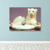 Detail des Deckels eines unguenten Glases mit eine Leinwanddruck (Insitu (Holzboden))