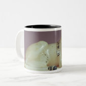 Detail des Deckels eines Unguentglases mit einer Zweifarbige Tasse (Vorderseite Links)