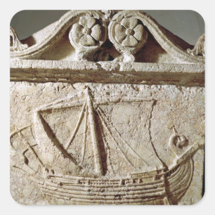 Detail des Schiffs Sarcophagus, aus Sidon Quadratischer Aufkleber