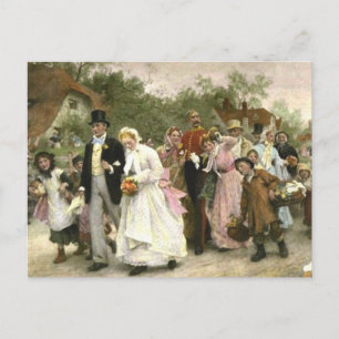 Detail einer Dorfhochzeit von Luke Fildes Postkarte
