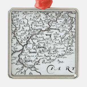 Detail einer Karte des Landkreises von Silbernes Ornament