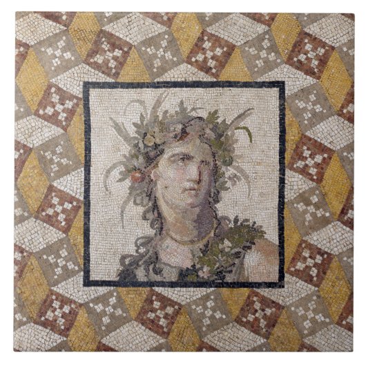 Detail einer römischen Mosaikfußboden-Platte - Fliese (Vorderseite)