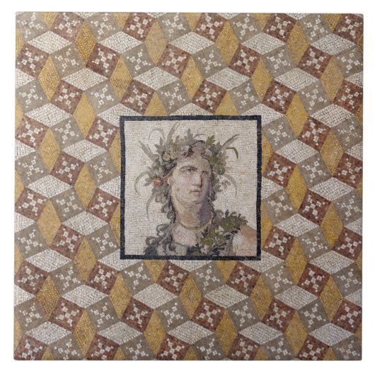 Detail einer römischen Mosaikfußboden-Platte - Fliese (Vorderseite)