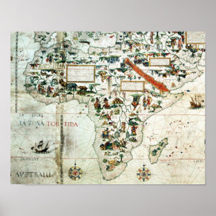 Detail einer Weltkarte mit Afrika Poster