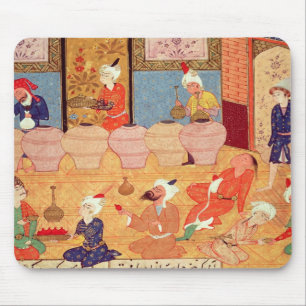 Detail eines Banketts mit Musikern Mousepad