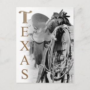 Detail eines Cowboy-Sattels in Texas Postkarte