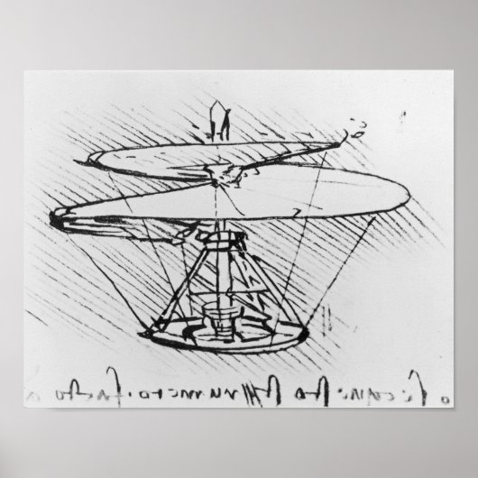 Detail eines Entwurfs für eine Flugmaschine, c.148 Poster (Vorne)