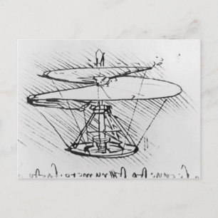 Detail eines Entwurfs für eine Flugmaschine, c.148 Postkarte