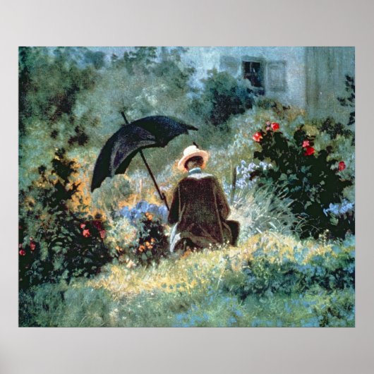 Detail eines Gentleman, der in einem Garten liest Poster (Vorne)