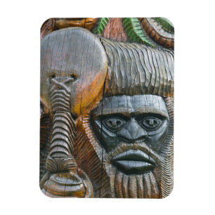 Detail eines Kanak-Totempfahls, Noumea, Neu Magnet