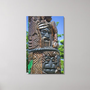 Detail eines Kanak-Totempfahls, Noumea, New 2 Leinwanddruck