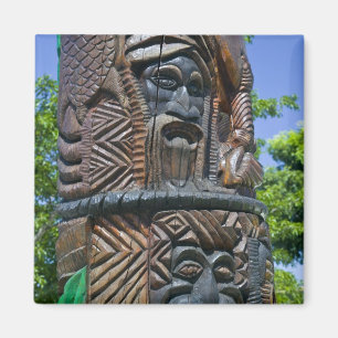 Detail eines Kanak-Totempfahls, Noumea, New 2 Magnet