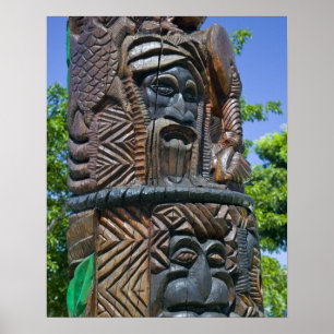 Detail eines Kanak-Totempfahls, Noumea, New 2 Poster