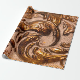 Detail eines verzierten Bilderrahmens, Bronzefarbe Geschenkpapier