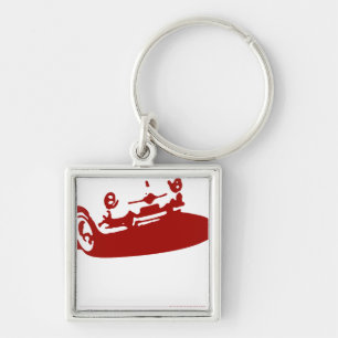 Detail Fiats 600 - dunkelrot auf Licht Schlüsselanhänger