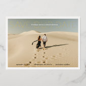 Detail-Foto-Karte für moderne Name gerettet Folieneinladung (Vorderseite)