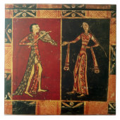 Detail from a wedding chest depicting a musician a fliese (Vorderseite)