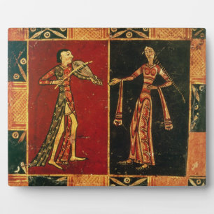 Detail from a wedding chest depicting a musician a fotoplatte