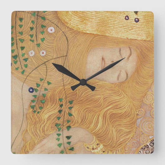 Detail Gustav Klimt | der Wasser-Schlangen I Quadratische Wanduhr (Vorderseite)