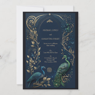Detail - Hochzeit der Blue Green Peacock Card Einladung