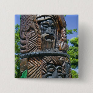 Detail Kanak Totem Pol, Noumea, Neu 2 Button