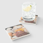 Detail Muscheln aus der ganzen Welt 2 Steinuntersetzer (Seitenansicht)