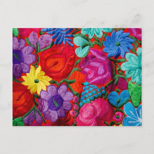 Detail of traditional embroidery floral textile postkarte (Vorderseite)